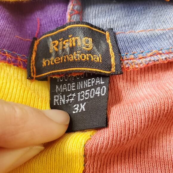 Rising International Jacket Womens 3X Multicolor Patchwork Hooded Boho Hippie - Picture 3 of 6